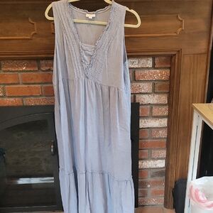 J. Jill Blue Linen Sleeveless Dress